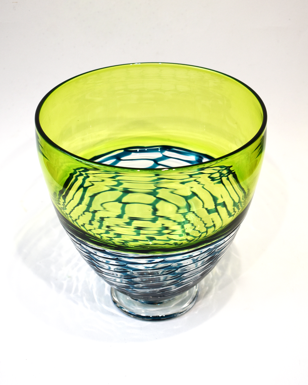 Lime Green & Aqua Open Lattice Vase