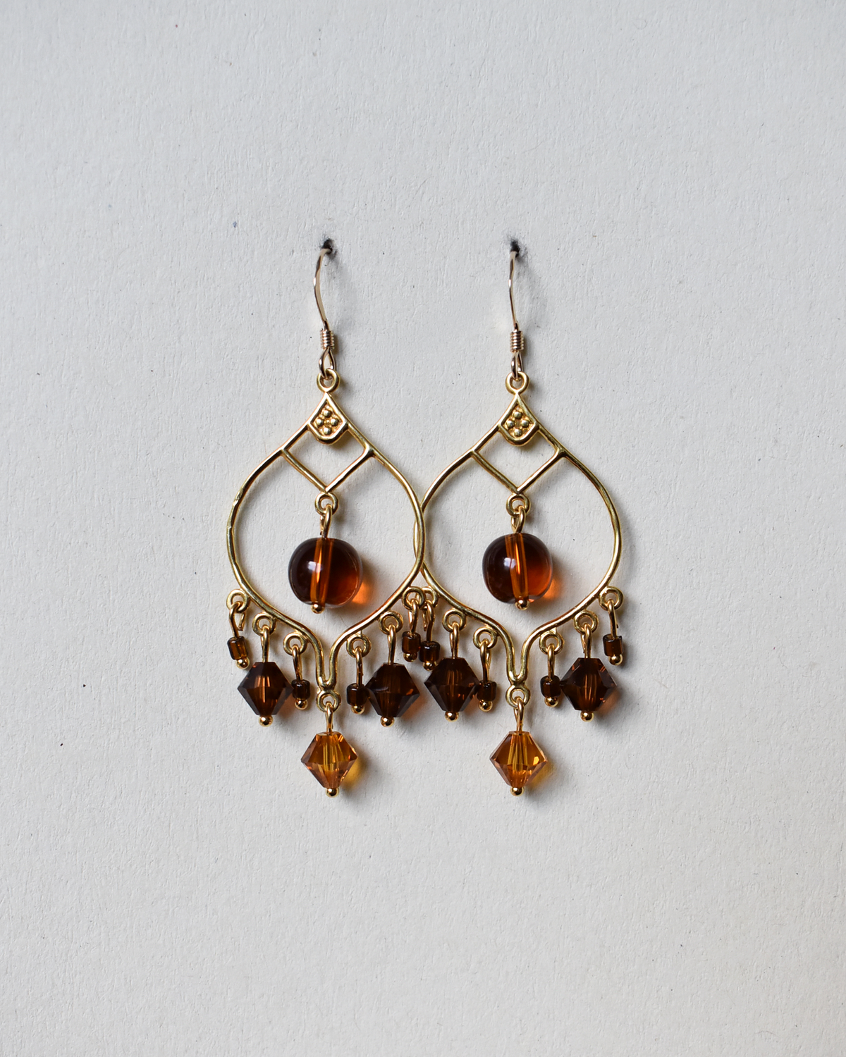 'Amber Glow' Ornate Chandelier Earrings