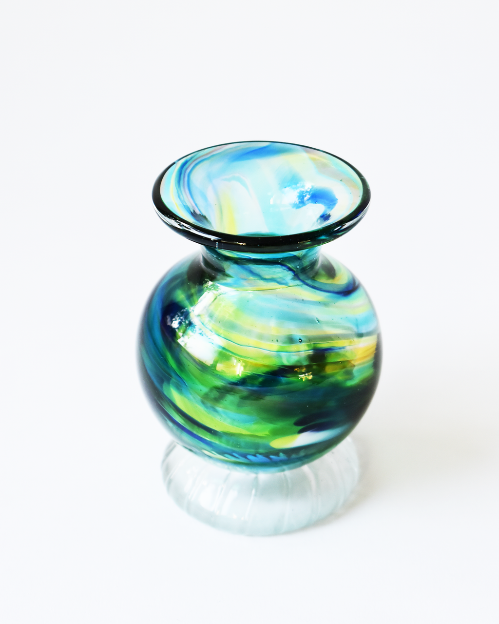 Blue & Green Splash Blown Ink Pot (with Henry base)