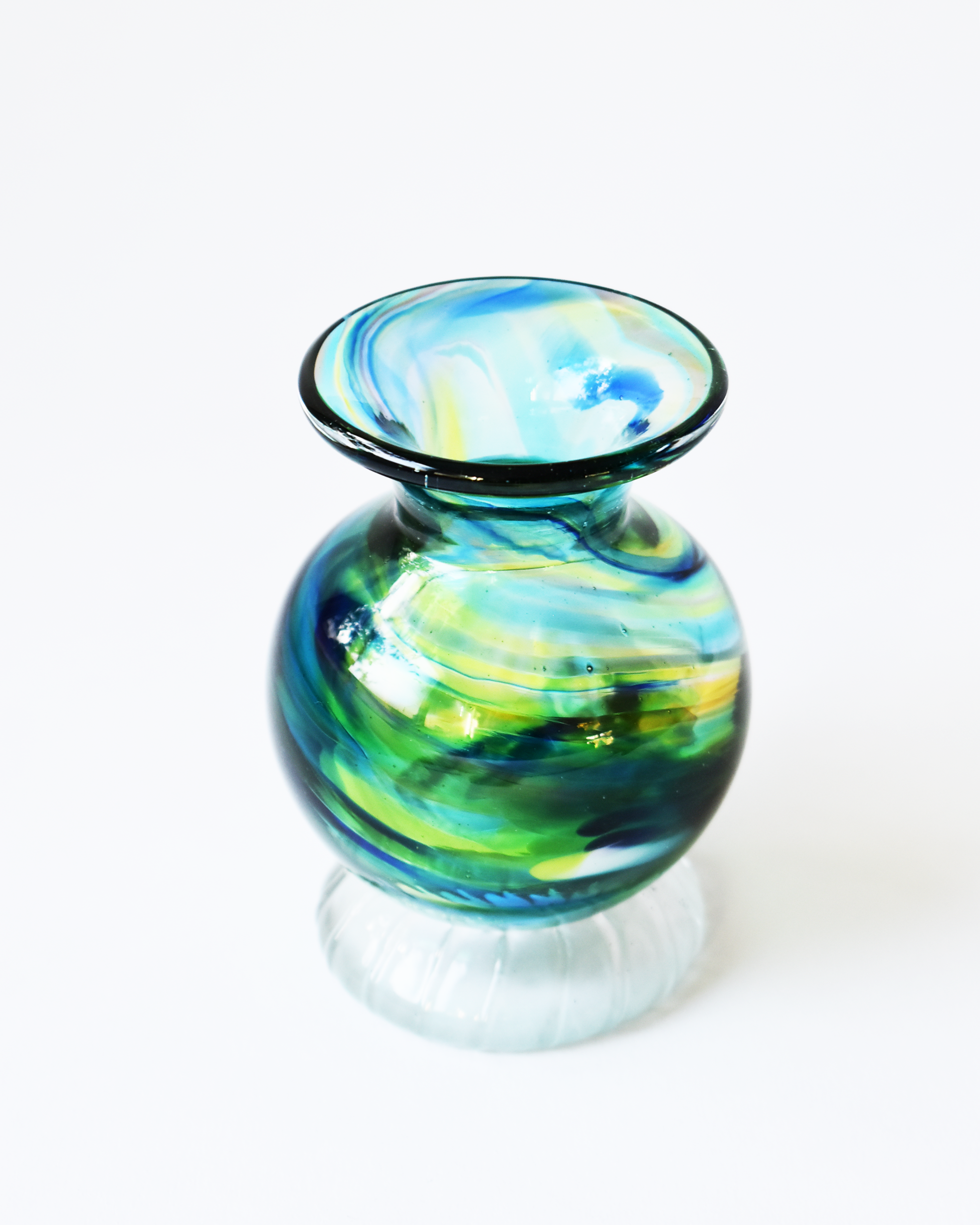 Blue & Green Splash Blown Ink Pot (with Henry base)