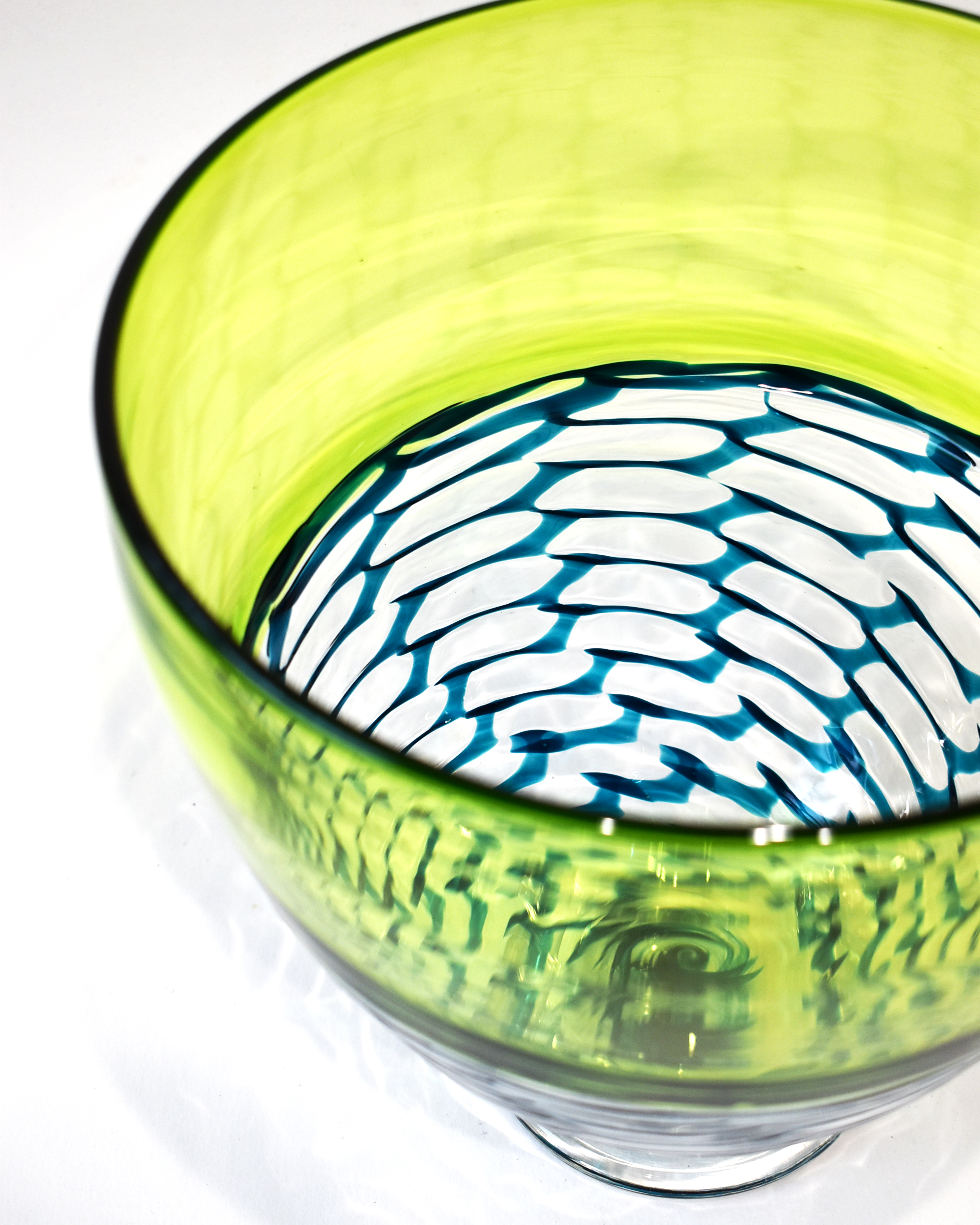 Lime Green & Aqua Open Lattice Vase