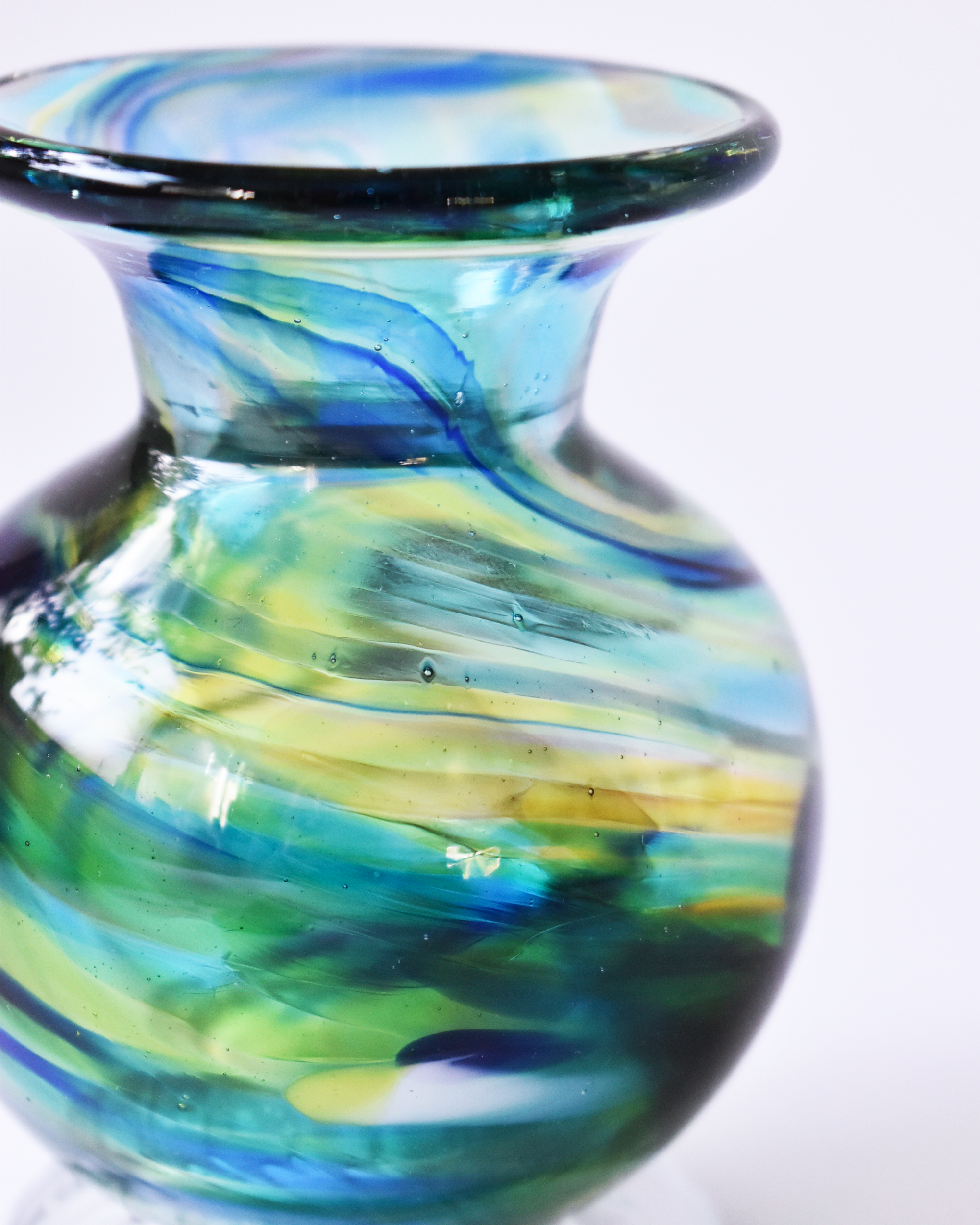 Blue & Green Splash Blown Ink Pot (with Henry base)