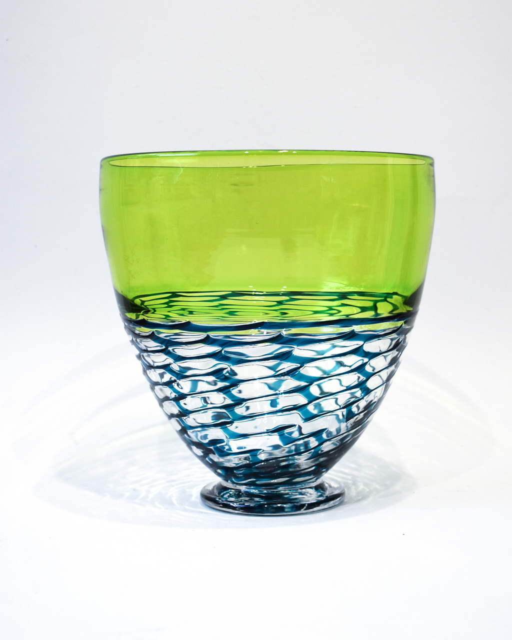 Lime Green & Aqua Open Lattice Vase