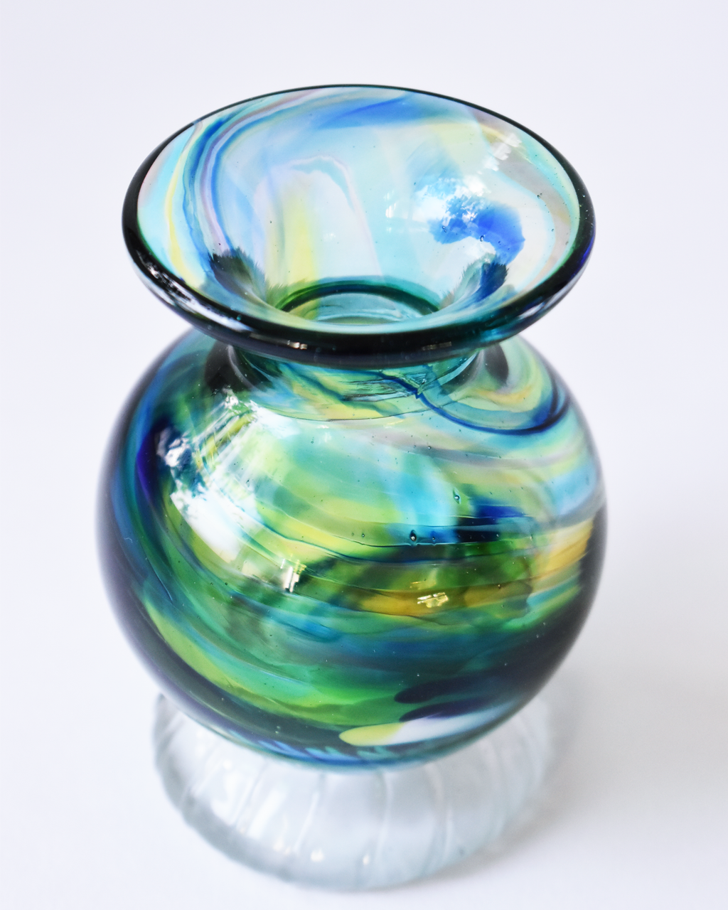 Blue & Green Splash Blown Ink Pot (with Henry base)