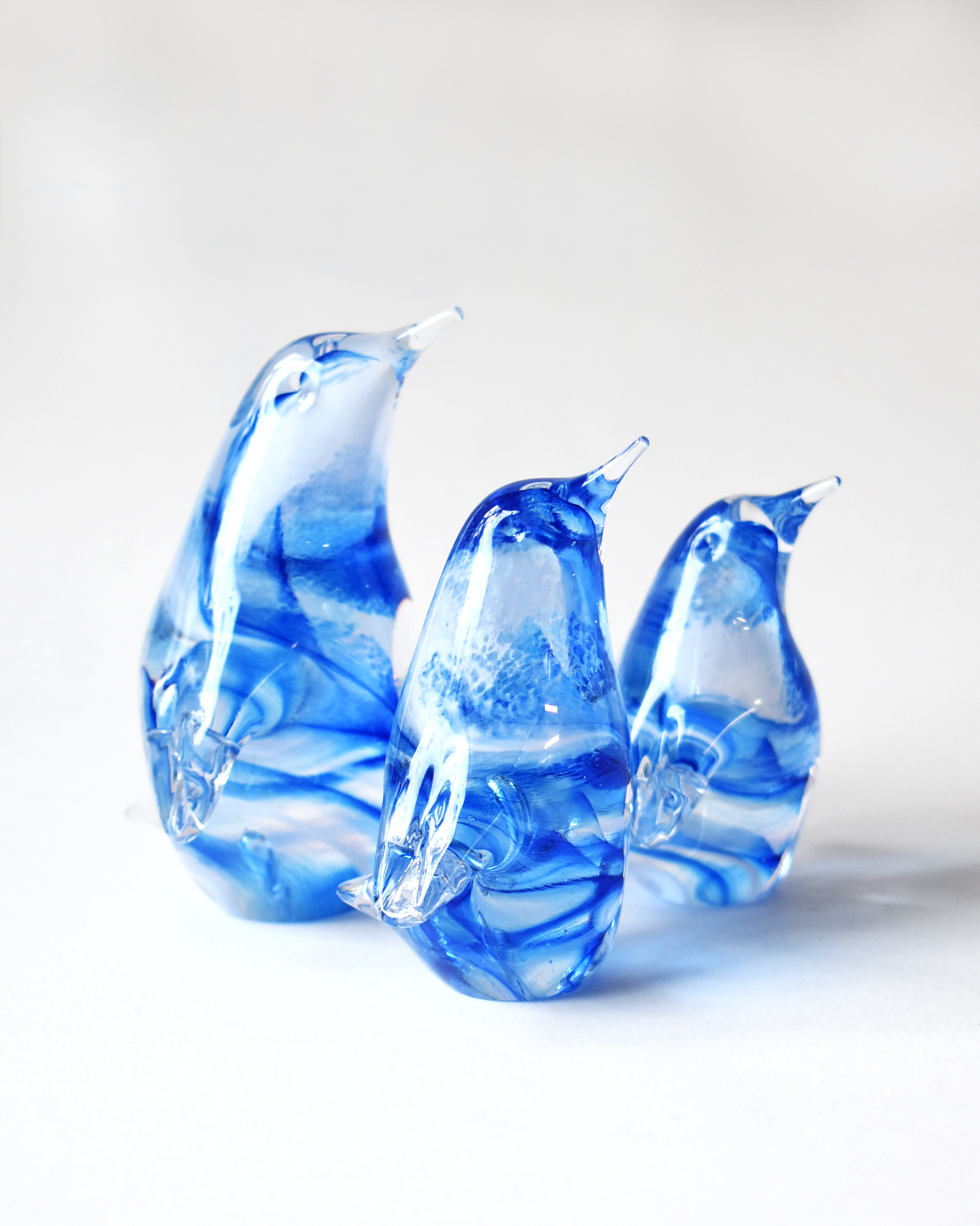 Blue Swirl Blown Glass Penguin