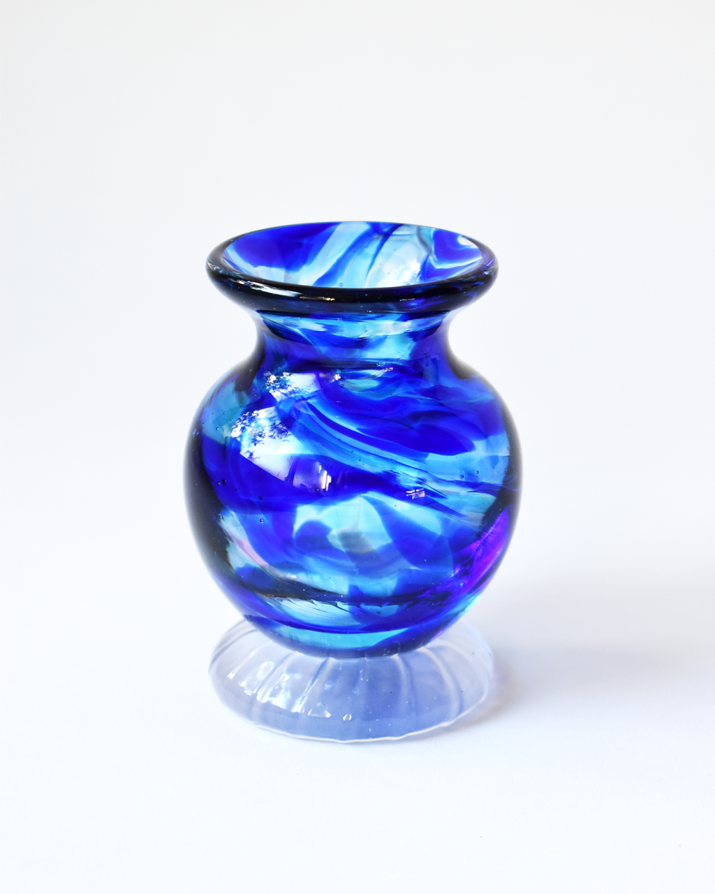 Royal Blue Splash Blown Ink Pot (with Henry base)