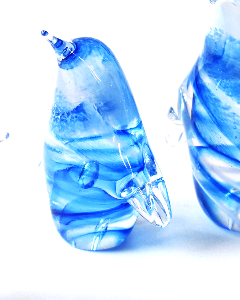 Blue Swirl Blown Glass Penguin