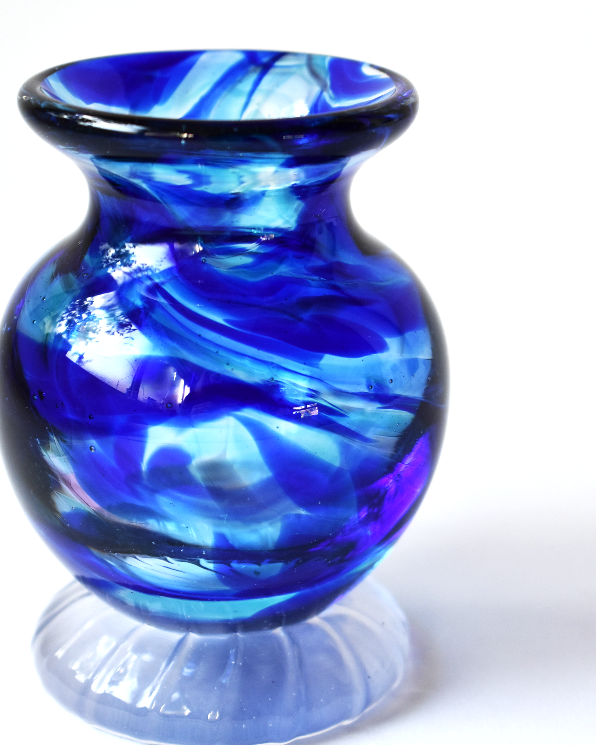 Royal Blue Splash Blown Ink Pot (with Henry base)