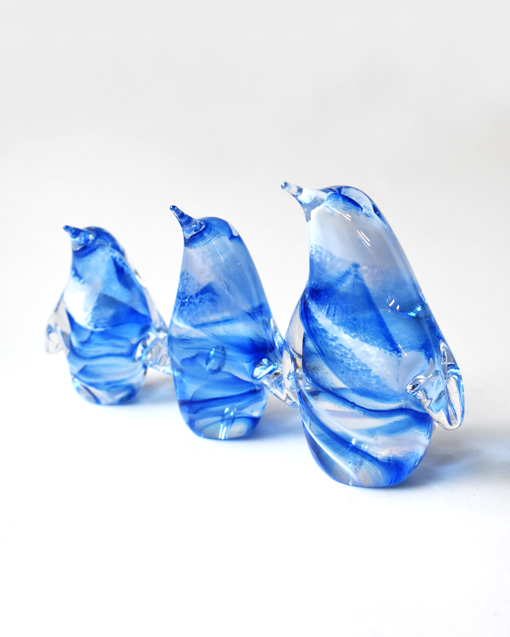 Blue Swirl Blown Glass Penguin