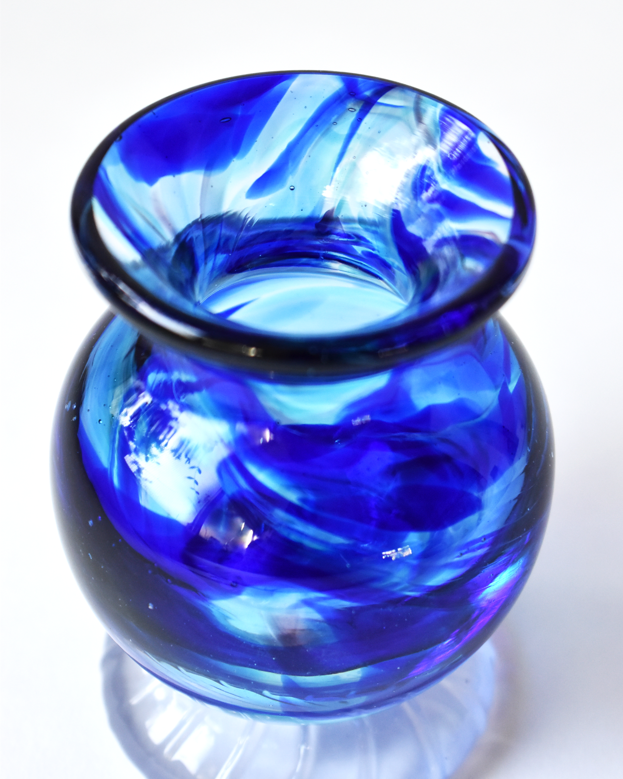 Royal Blue Splash Blown Ink Pot (with Henry base)
