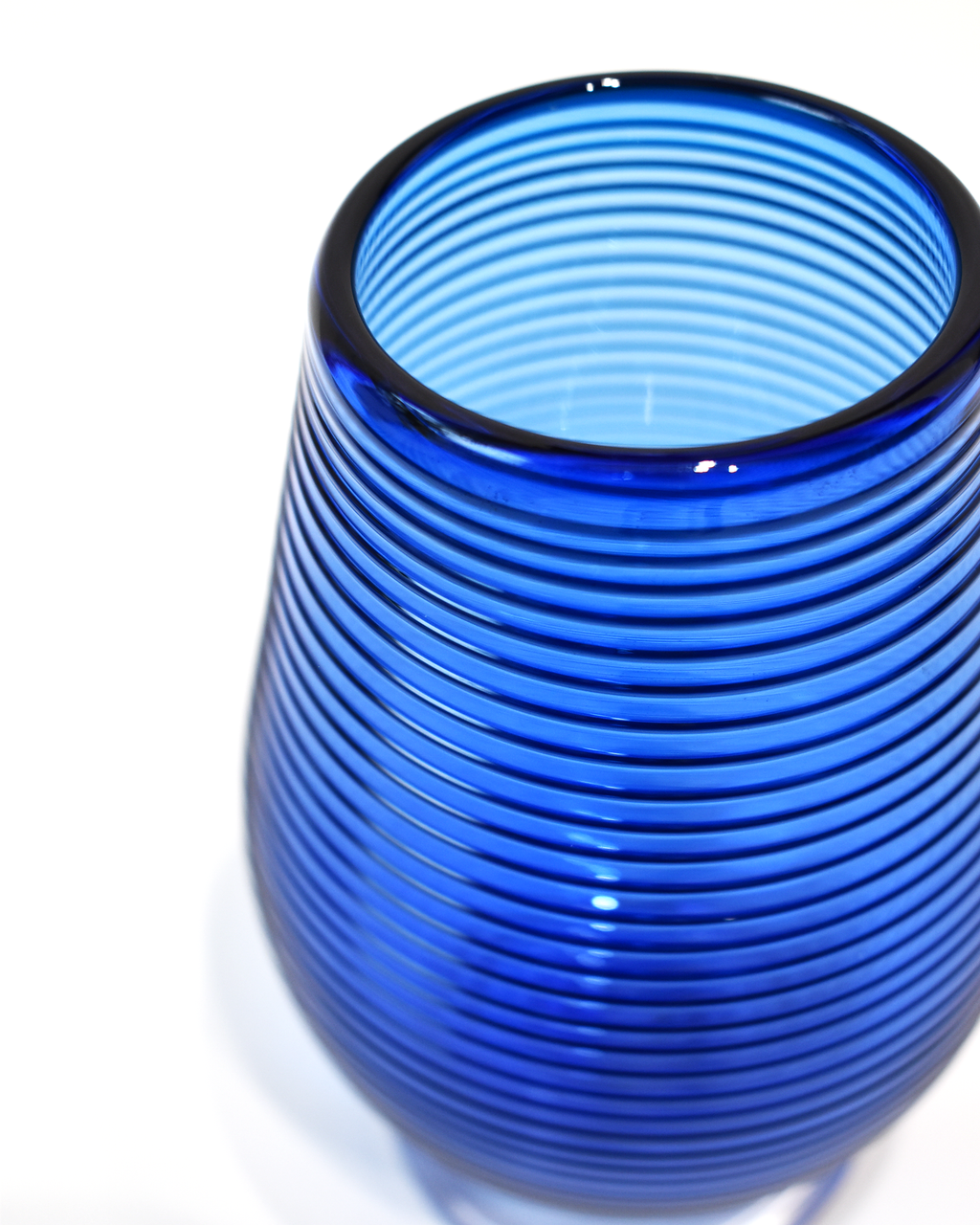 Royal Blue Spiral Blown Glass Tumbler