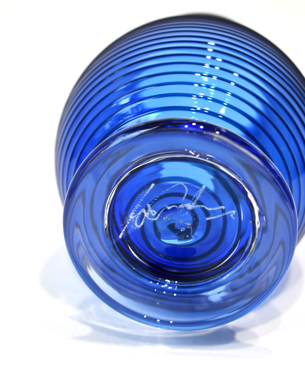 Royal Blue Spiral Blown Glass Tumbler