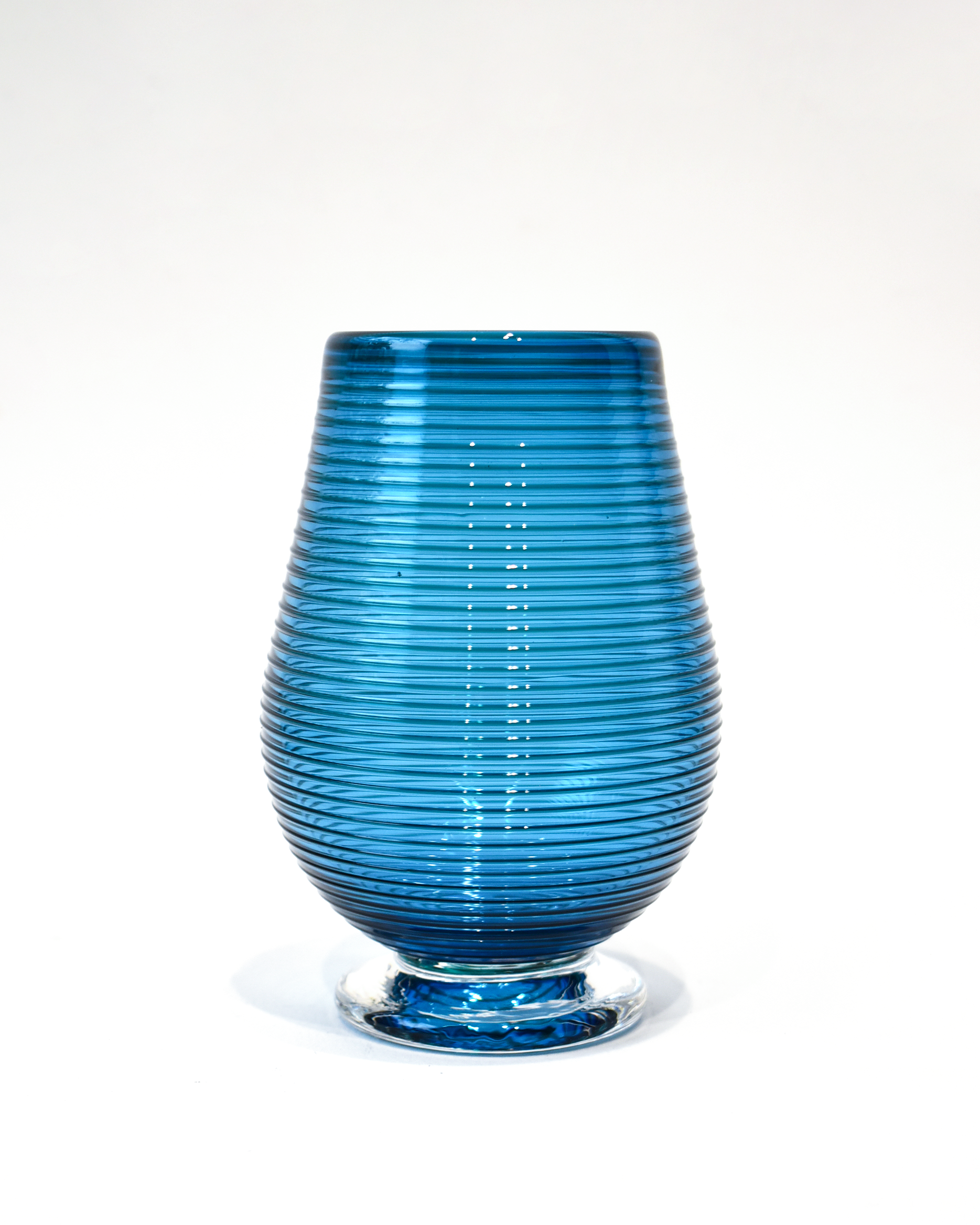 Teal Blue Spiral Blown Glass Tumbler