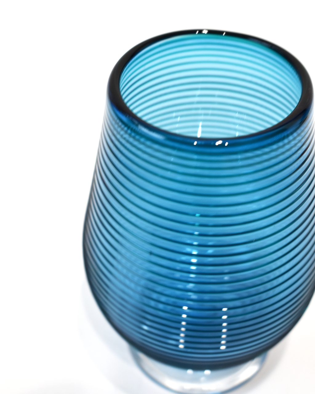 Teal Blue Spiral Blown Glass Tumbler