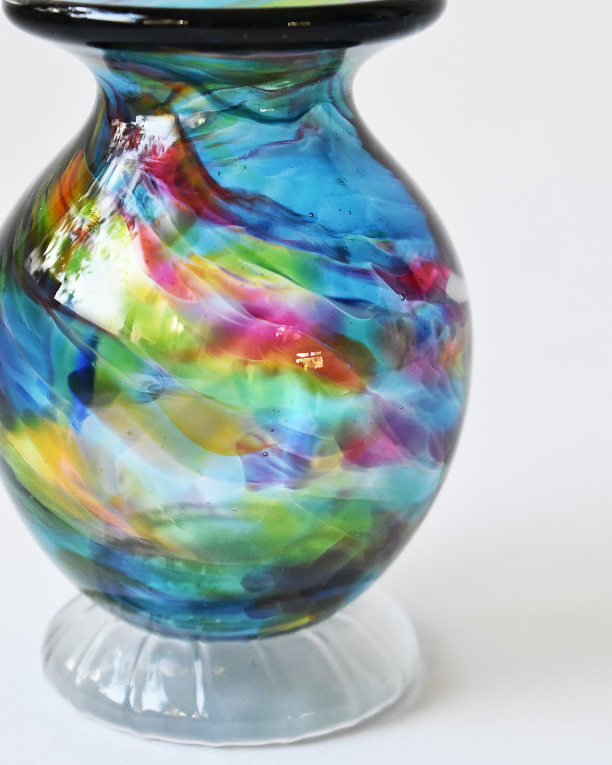 Rainbow Splash Blown Ink Pot (with Henry base)