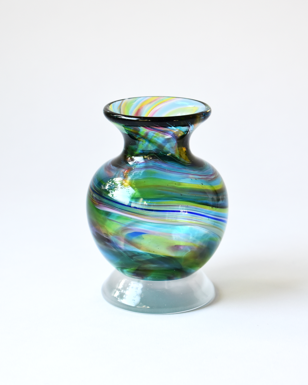 Rainbow Swirl Blown Ink Pot