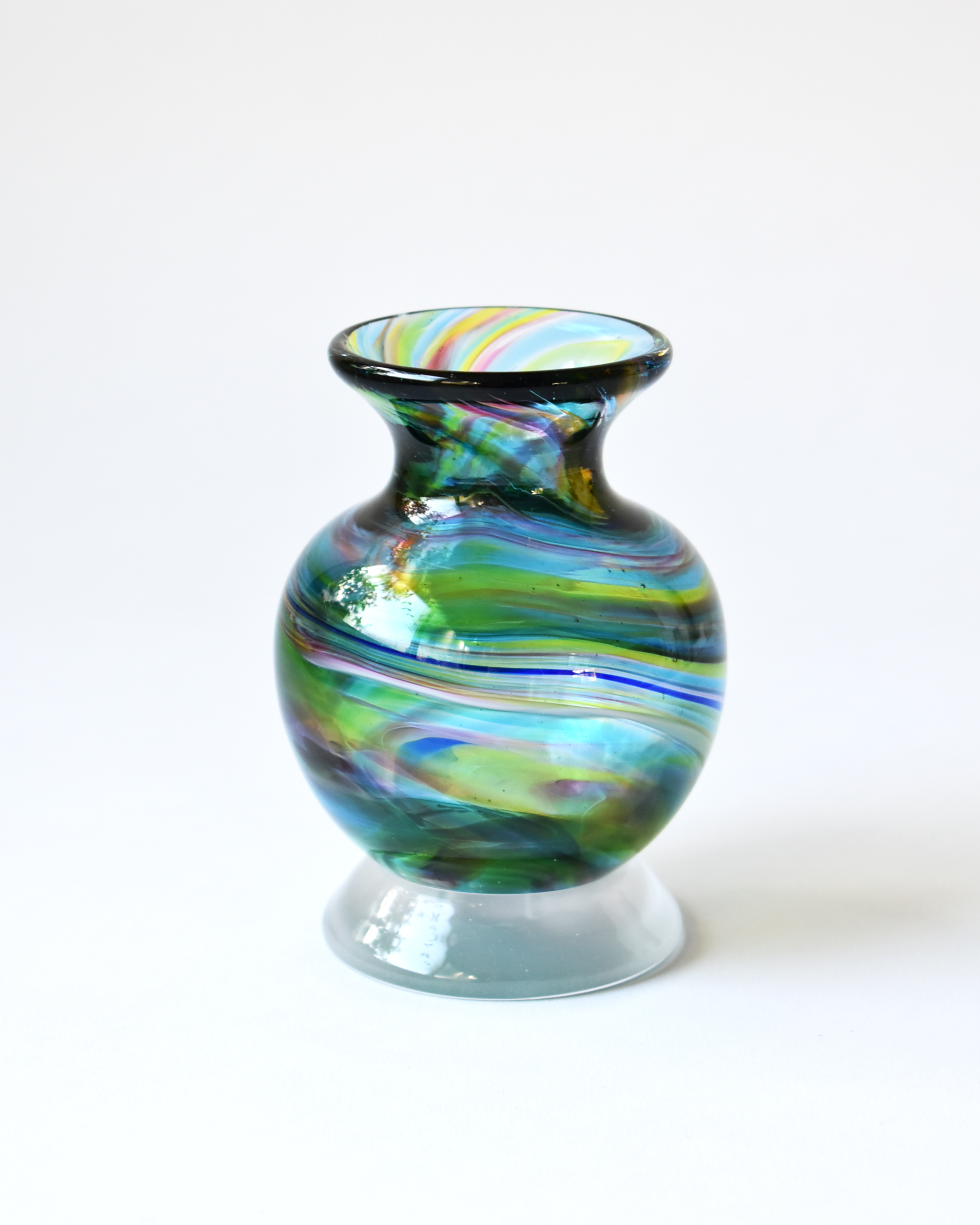 Rainbow Swirl Blown Ink Pot