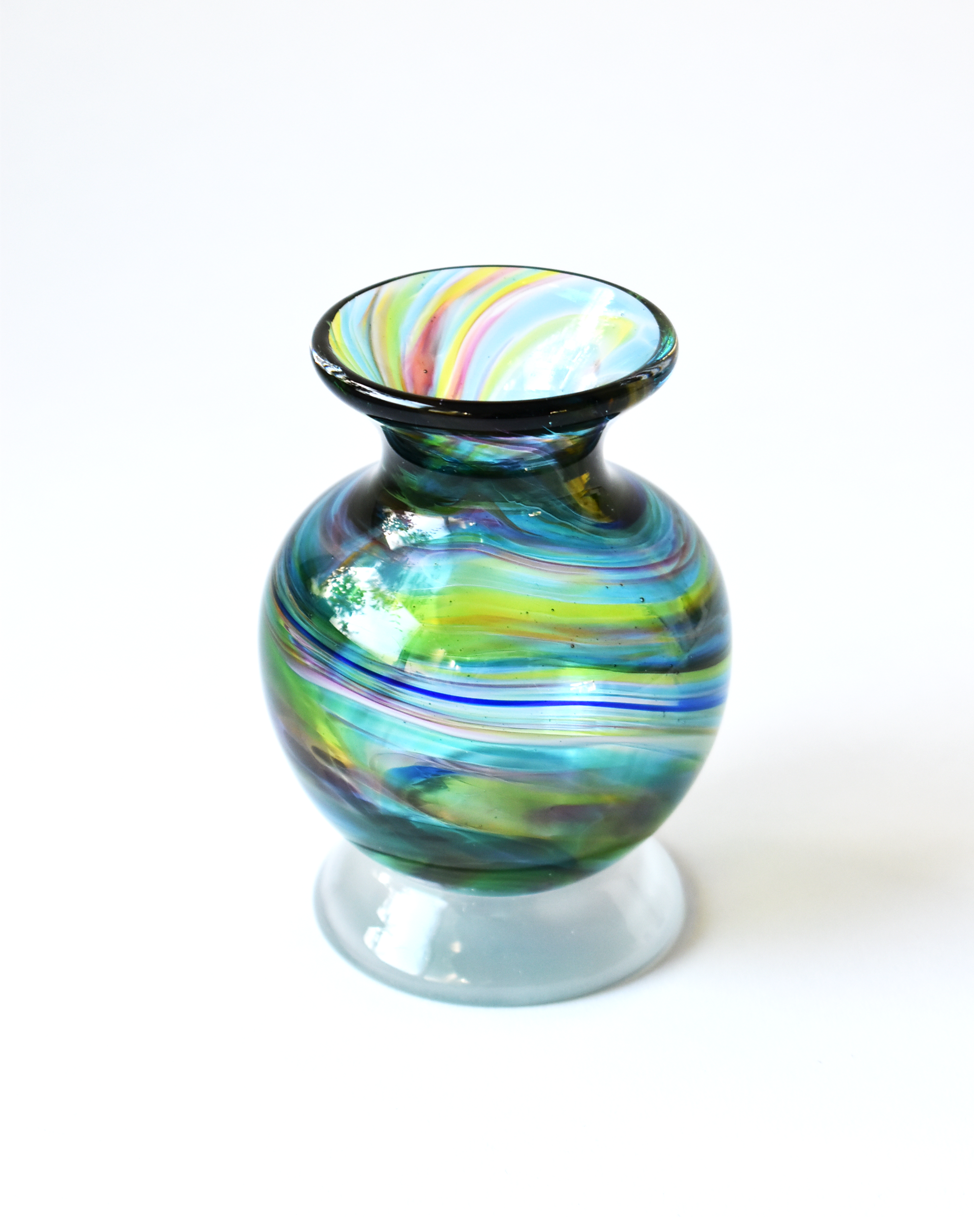 Rainbow Swirl Blown Ink Pot