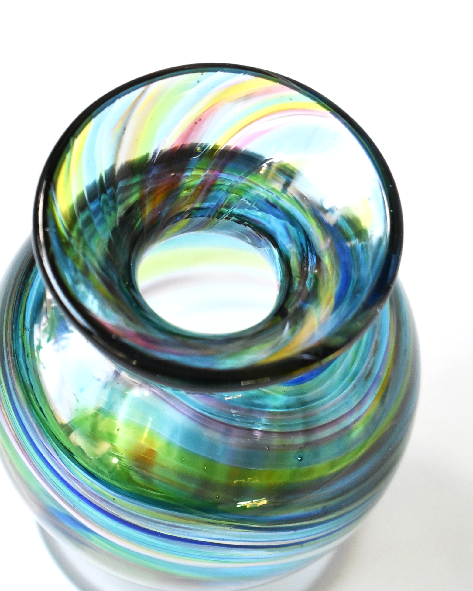 Rainbow Swirl Blown Ink Pot