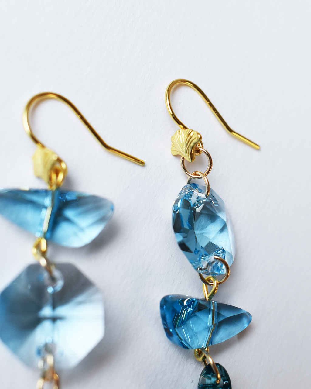 'Coastal Reflections' Asymmetrical Crystal Earrings