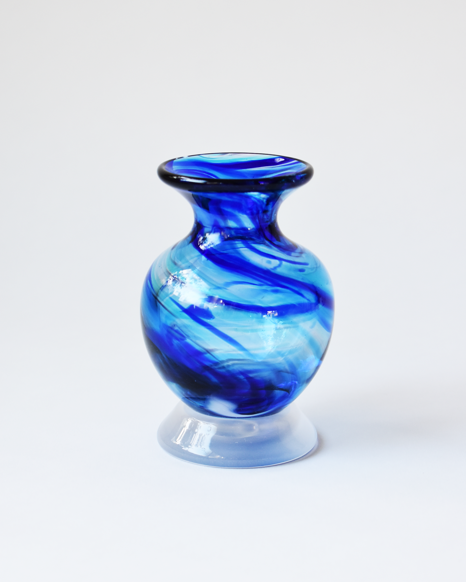 Royal Blue Swirl Blown Ink Pot