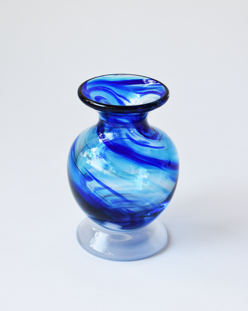 Royal Blue Swirl Blown Ink Pot
