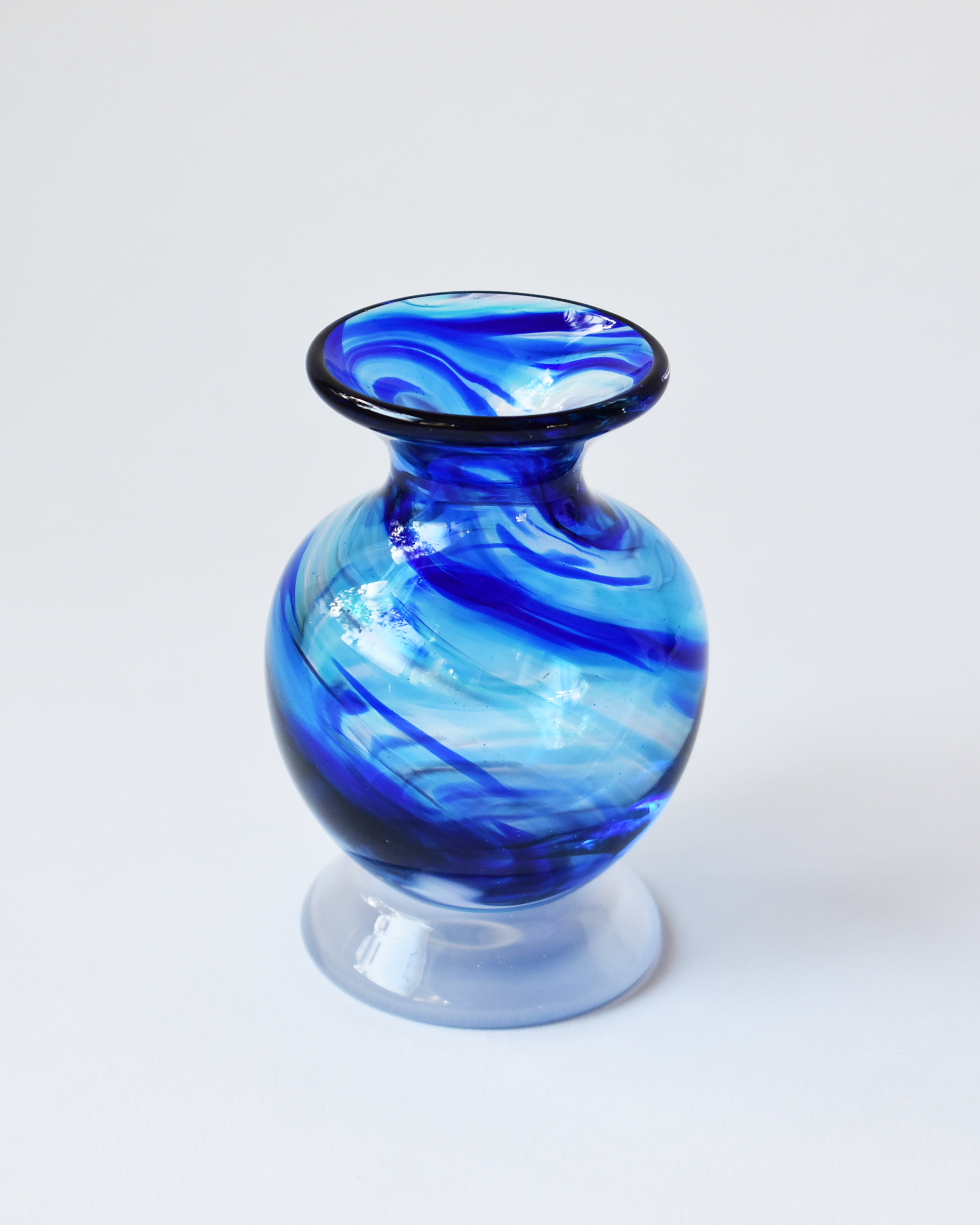 Royal Blue Swirl Blown Ink Pot