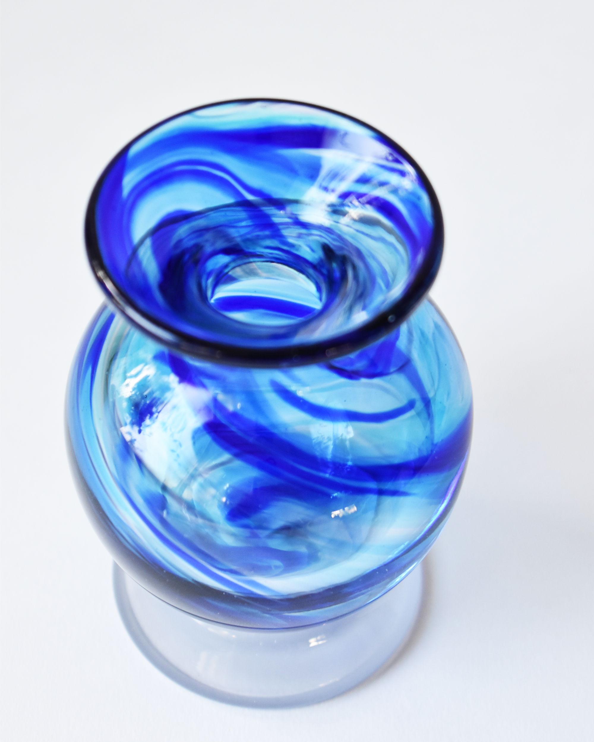 Royal Blue Swirl Blown Ink Pot