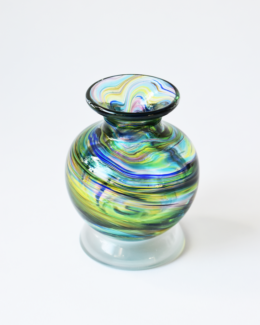 Rainbow Ripple Blown Ink Pot
