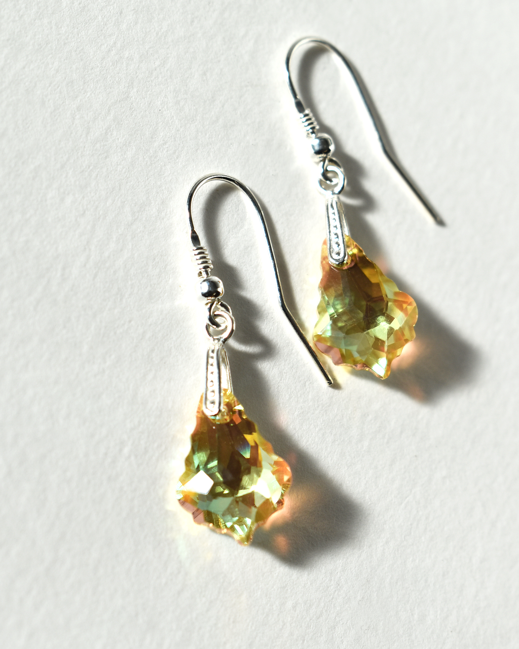 Golden Iridescent Baroque Crystal Earrings