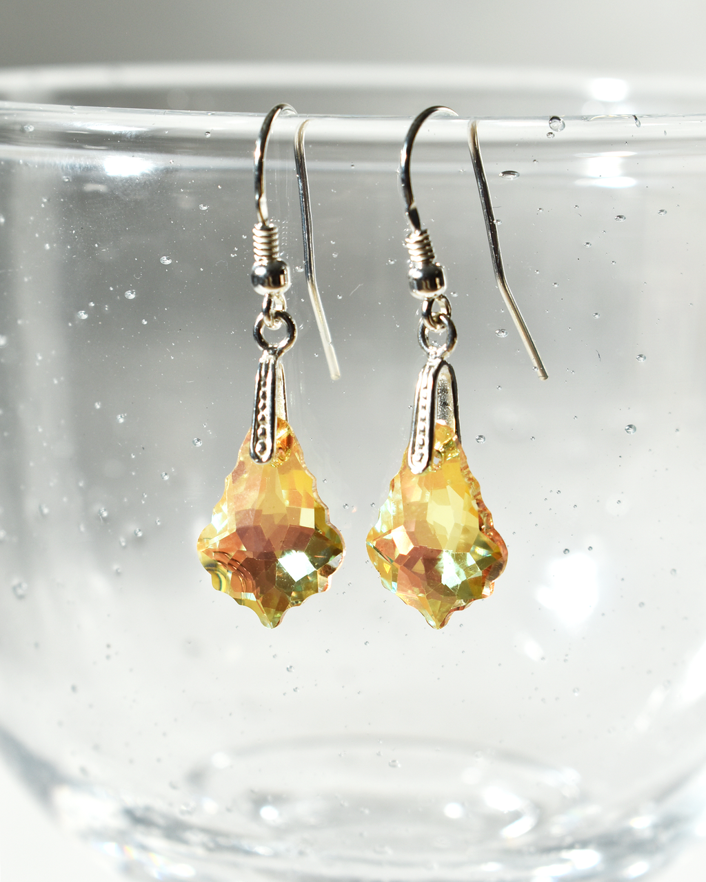Golden Iridescent Baroque Crystal Earrings