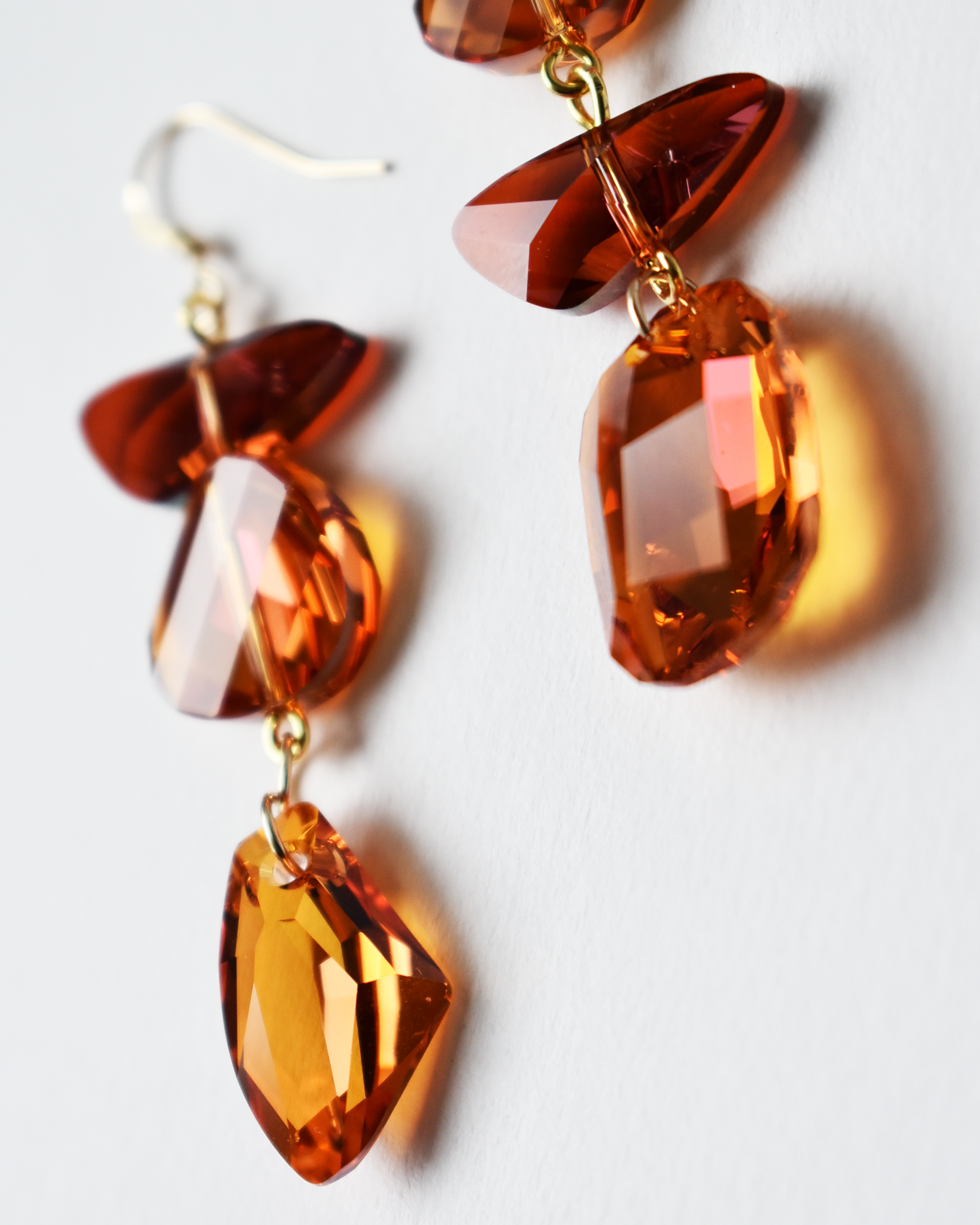 'Abstract Sunset II' Asymmetrical Crystal Earrings