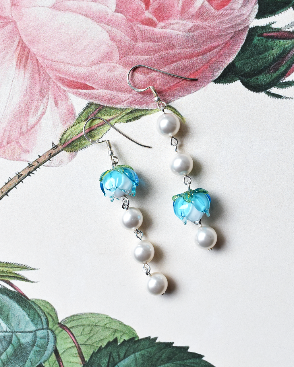 'Summer Bloom' Pearl Drop Earrings