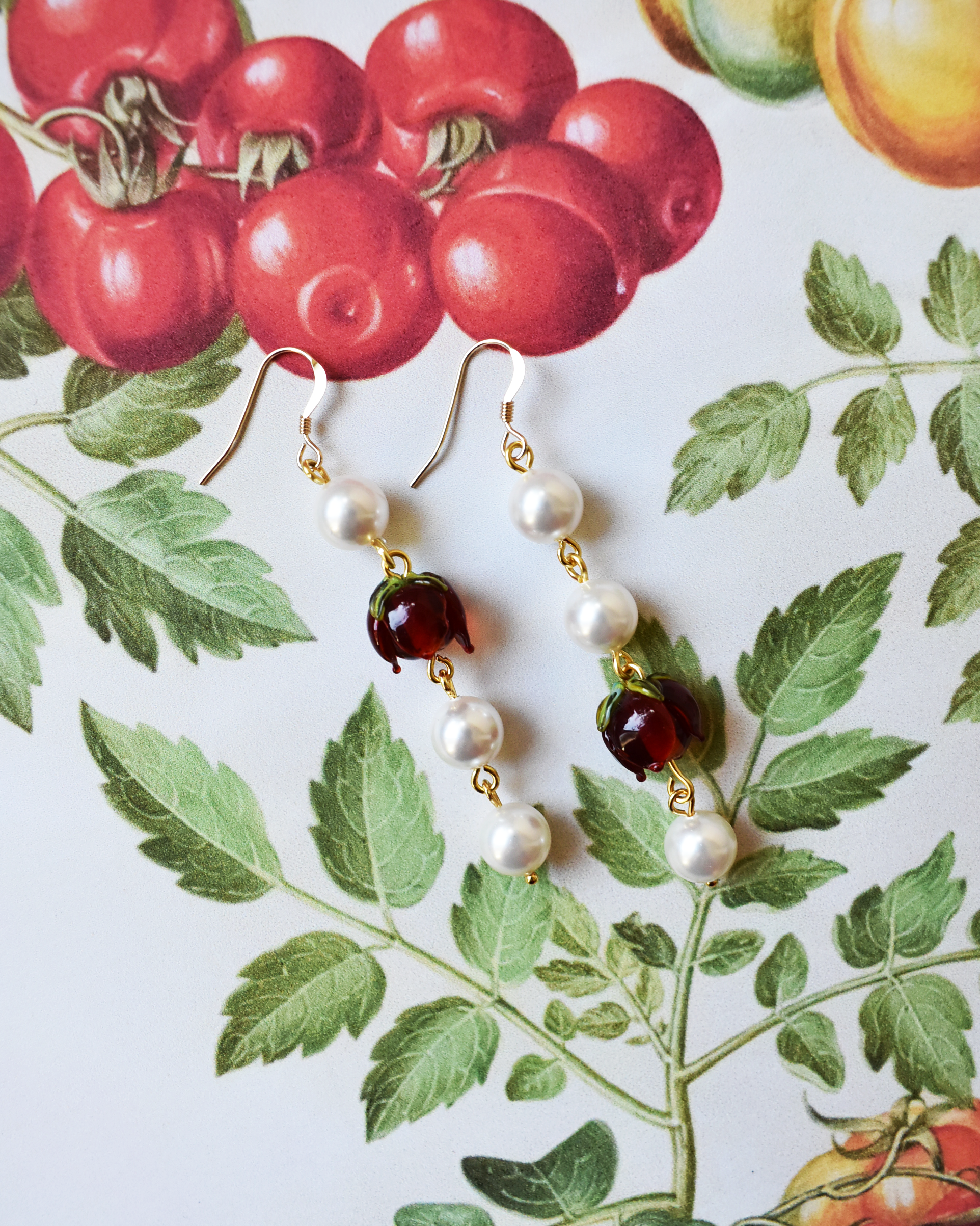'Rosy Bud' Pearl Drop Earrings