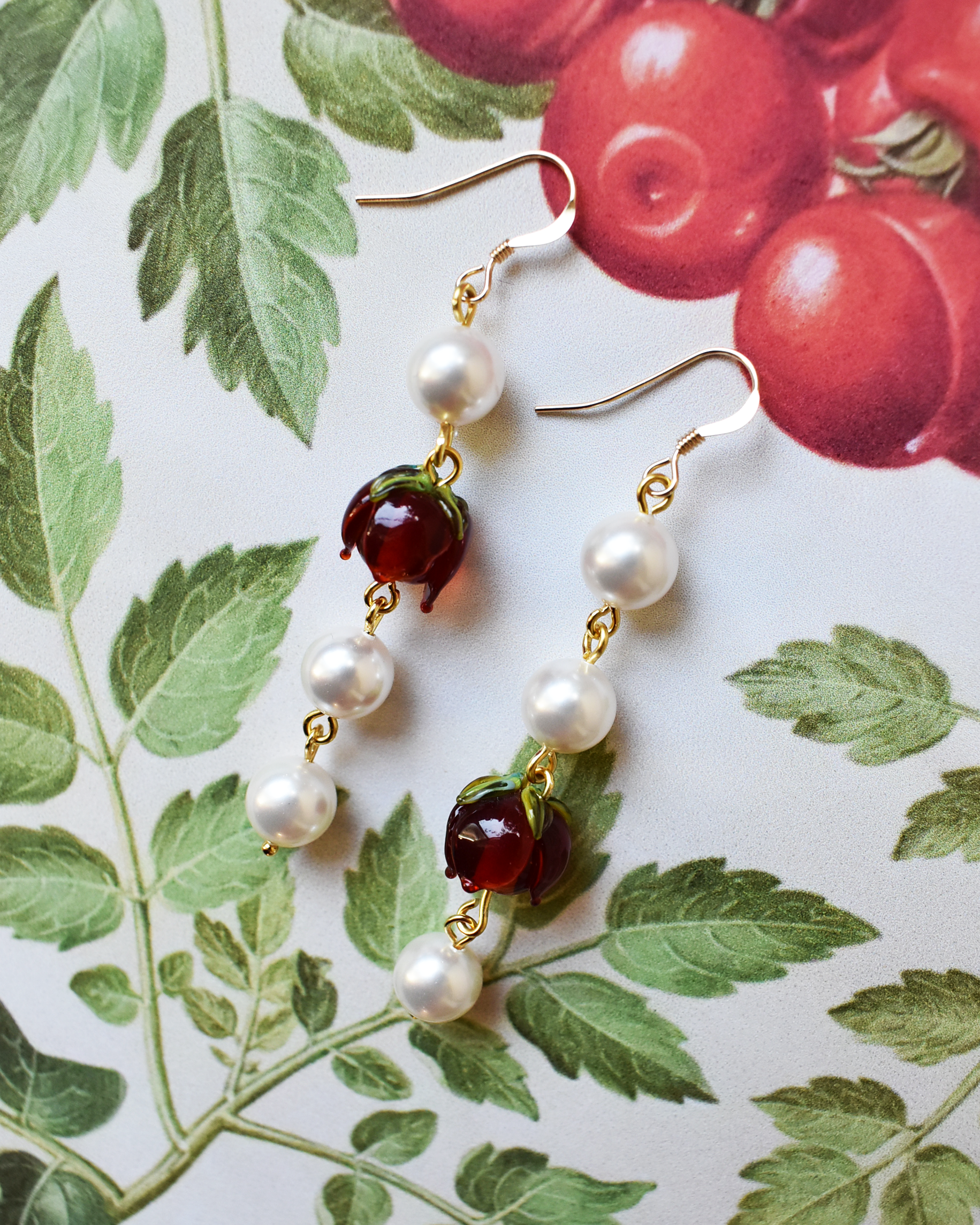 'Rosy Bud' Pearl Drop Earrings