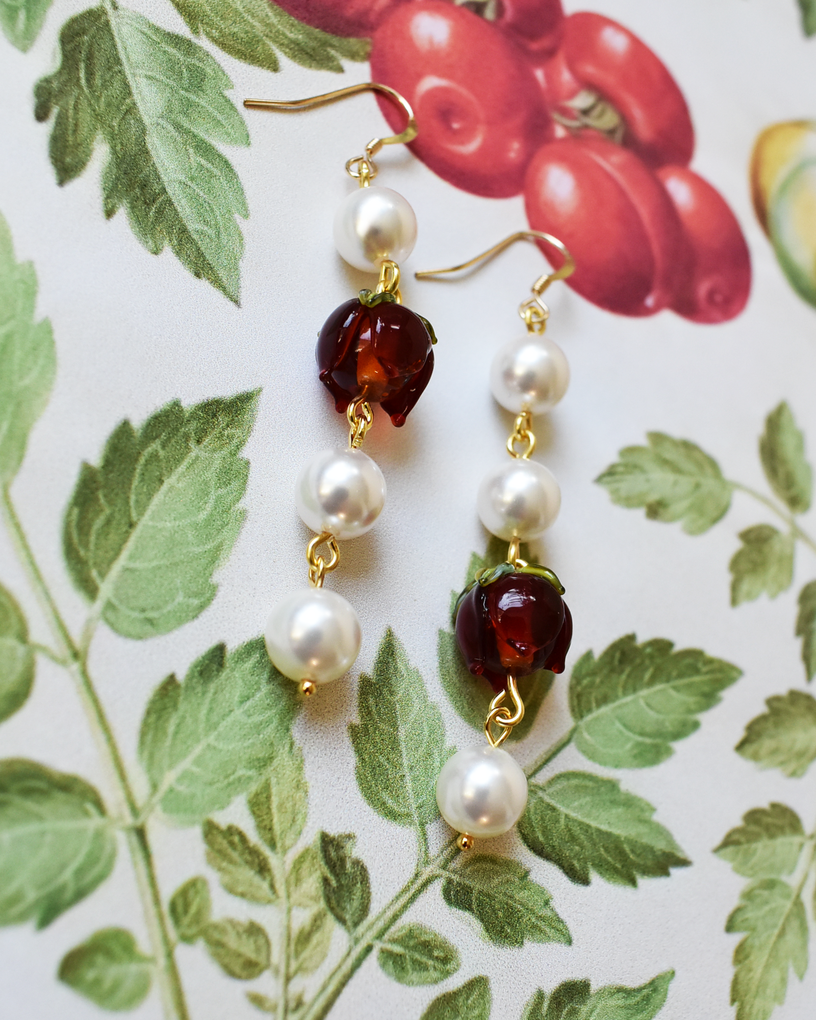 'Rosy Bud' Pearl Drop Earrings