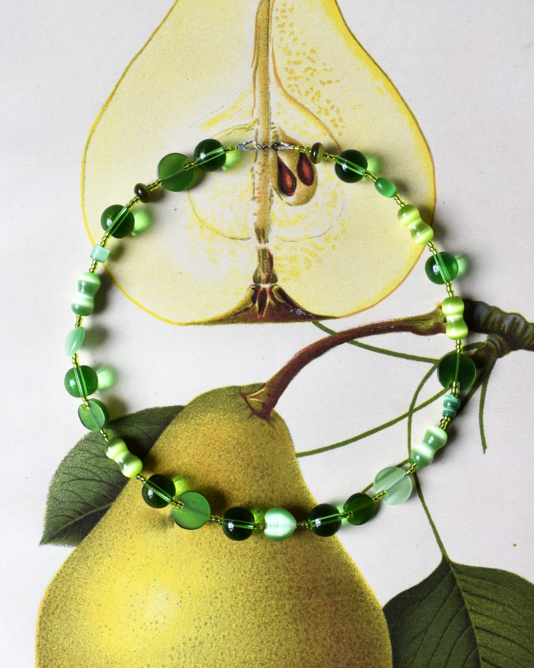 'Apple Greens' Bead Necklace