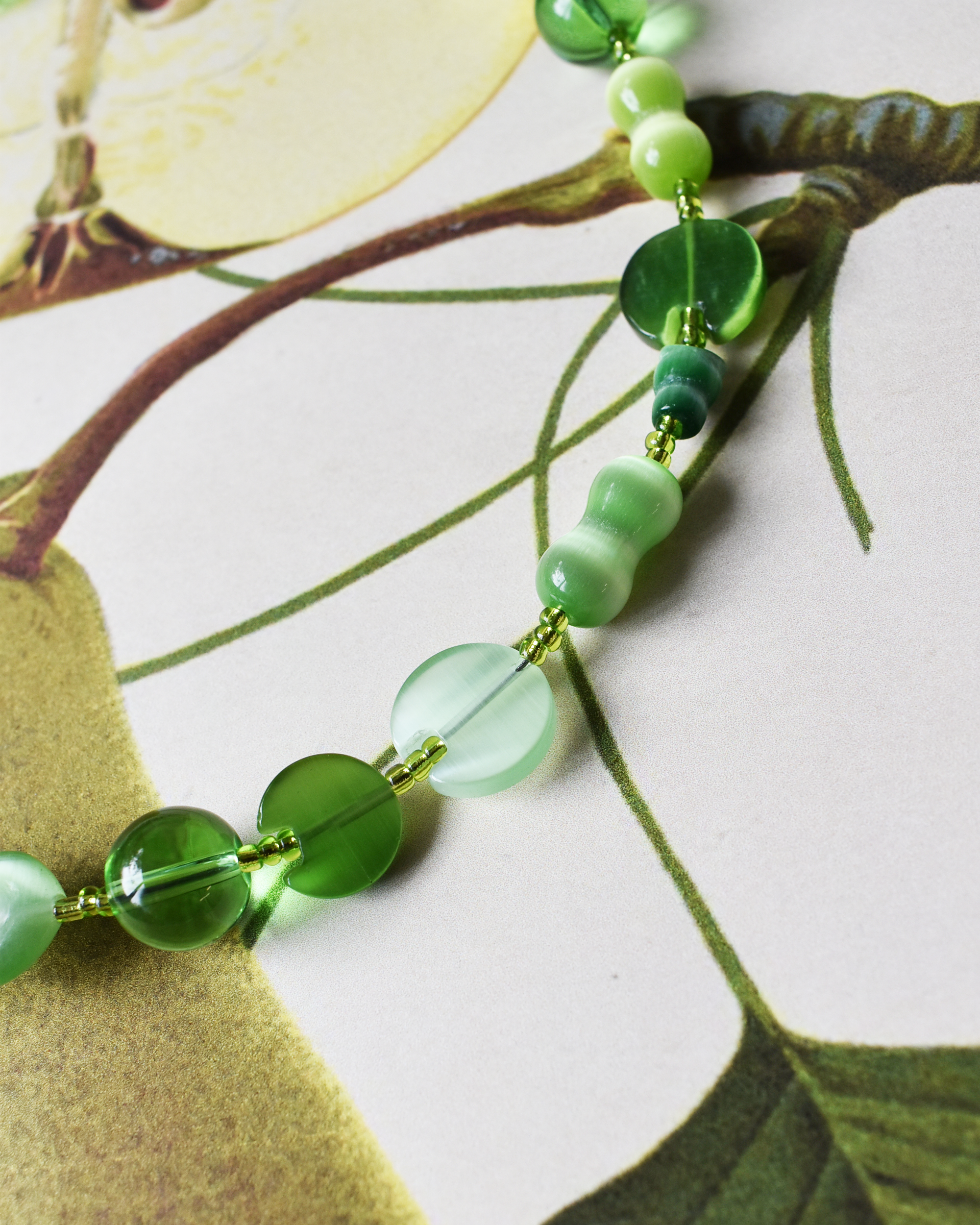 'Apple Greens' Bead Necklace