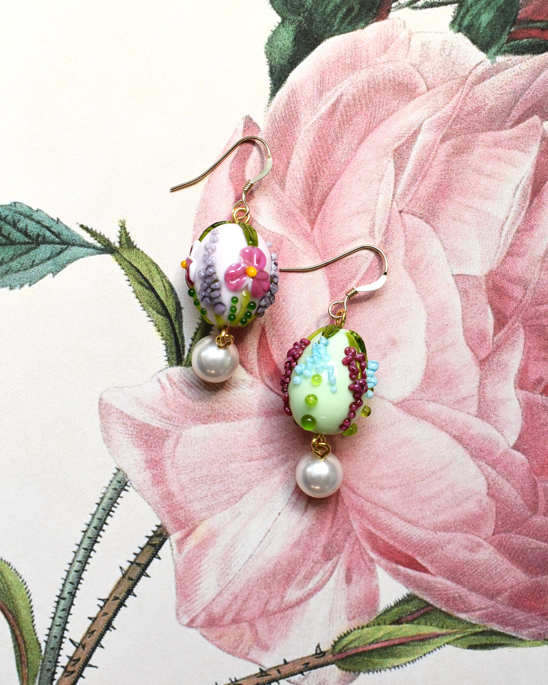 'Cottage Garden' Pearl Drop Earrings