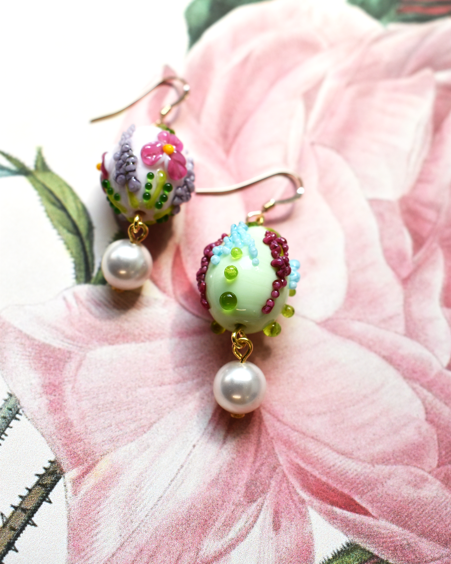 'Cottage Garden' Pearl Drop Earrings