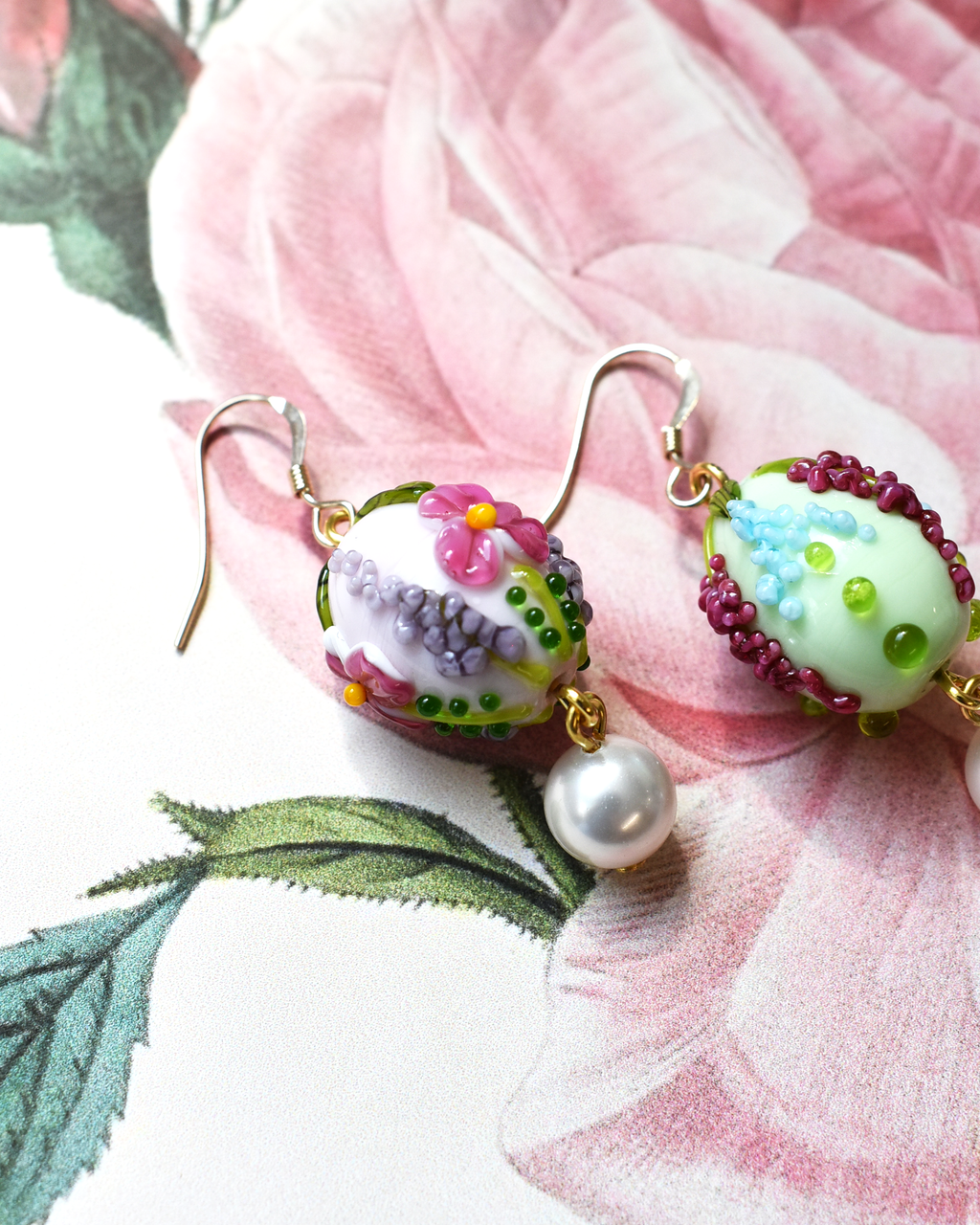 'Cottage Garden' Pearl Drop Earrings