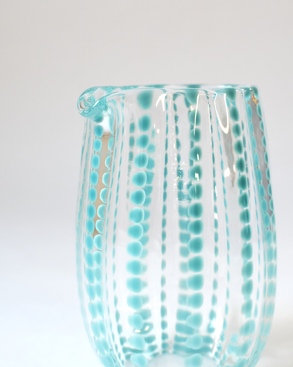 Turquoise Blown Glass 'Spotty Jug'