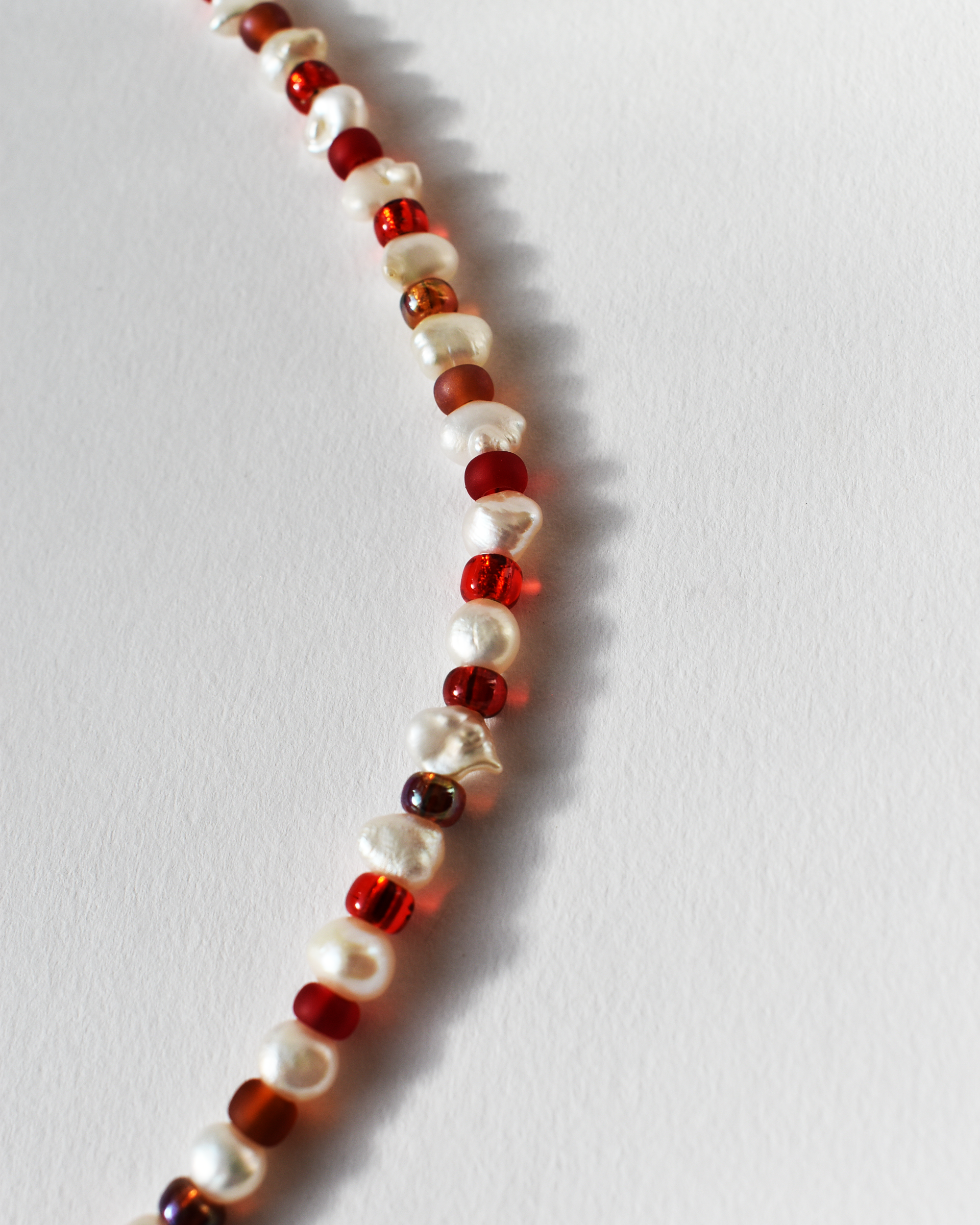Red 'Half & Half' Freshwater Pearl Necklace