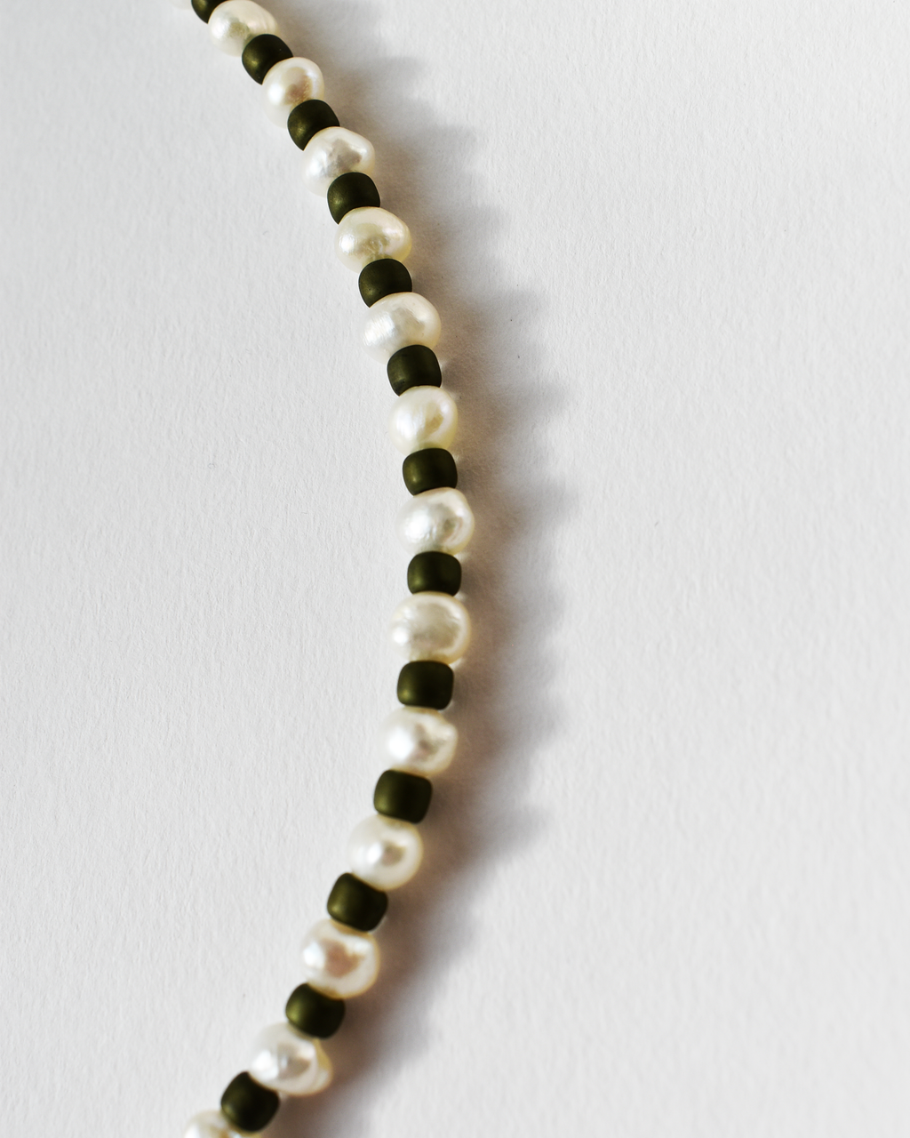 Olive Green 'Half & Half' Freshwater Pearl Necklace
