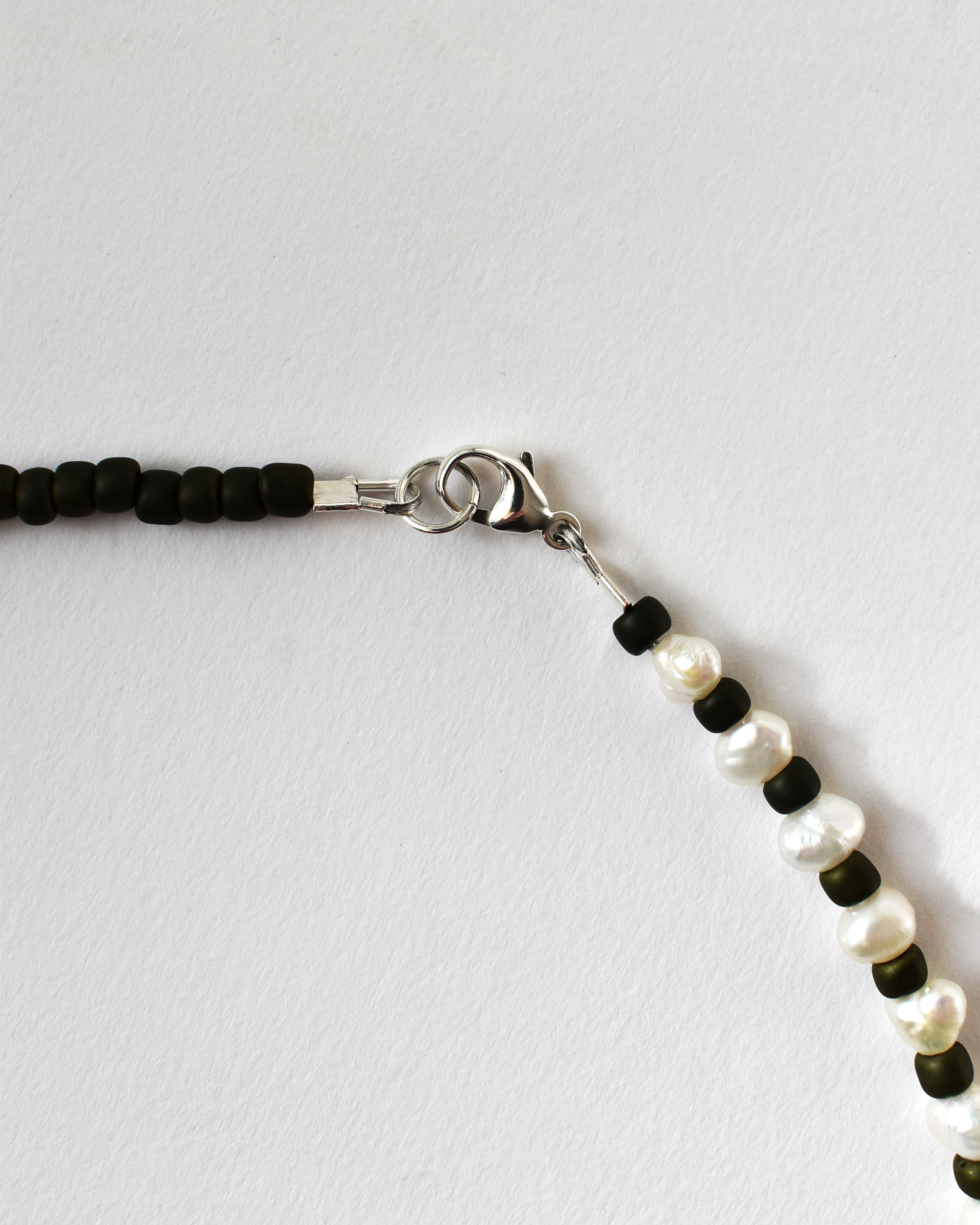 Olive Green 'Half & Half' Freshwater Pearl Necklace