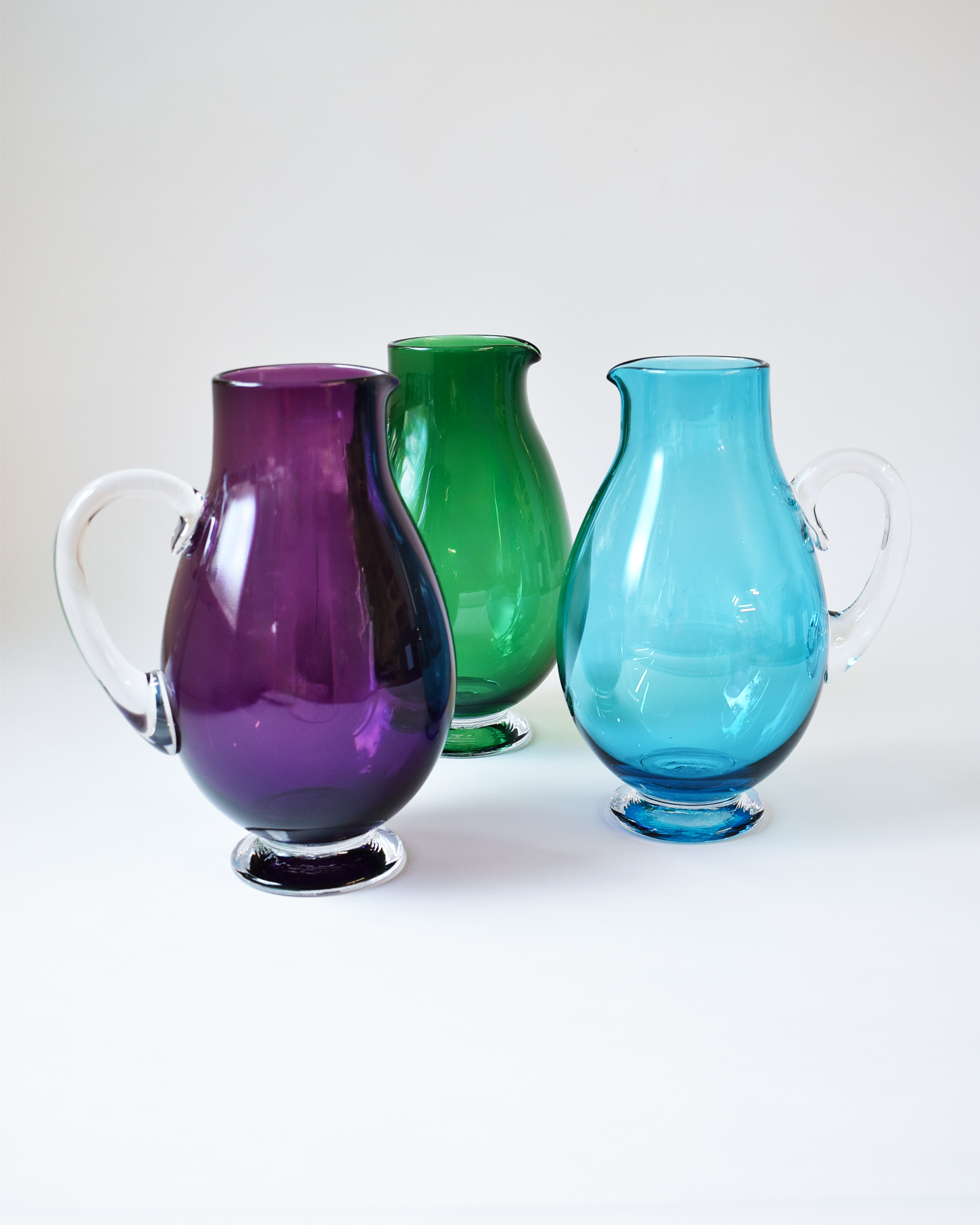 Vibrant Aqua Blown Glass Jug