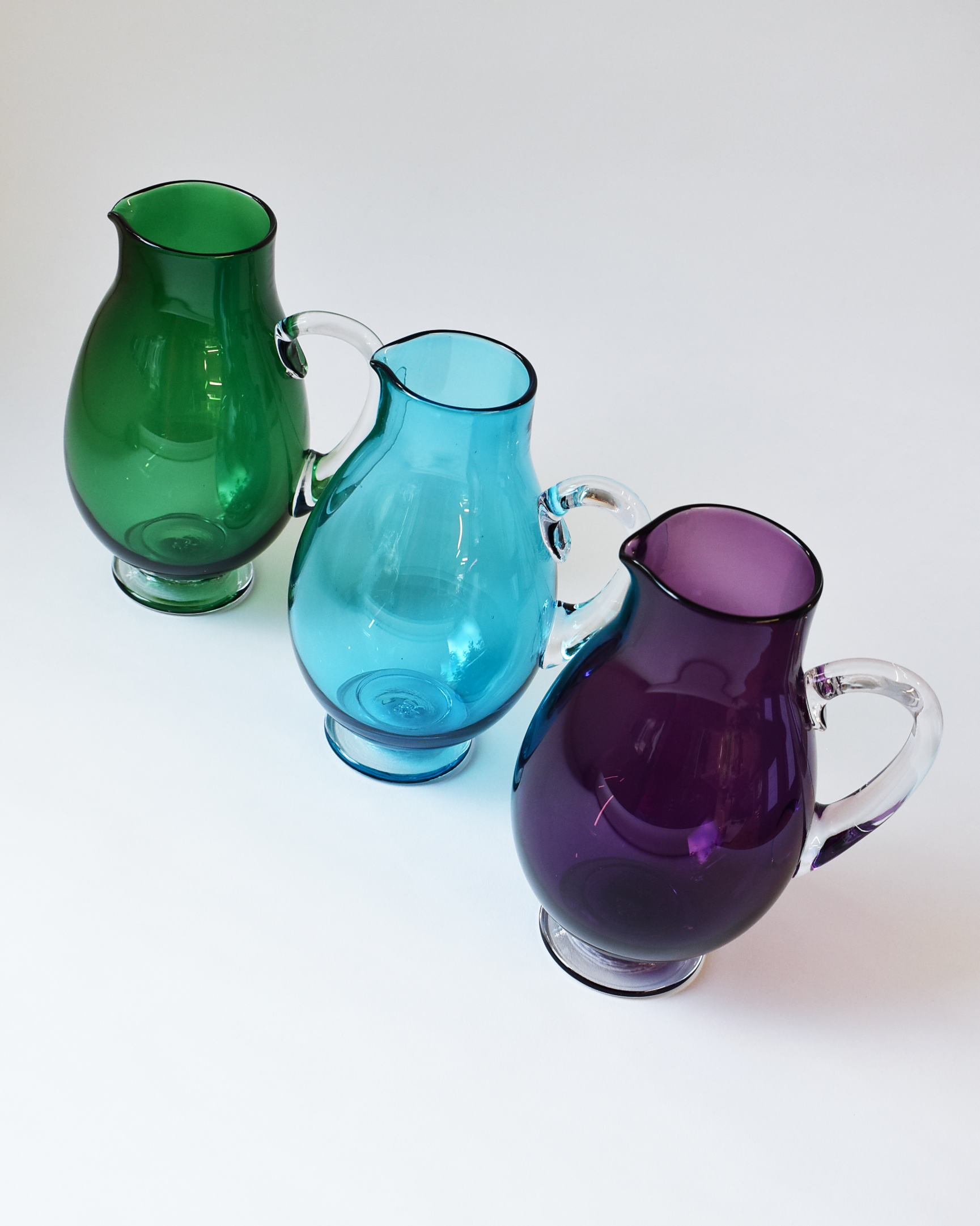 Vibrant Aqua Blown Glass Jug