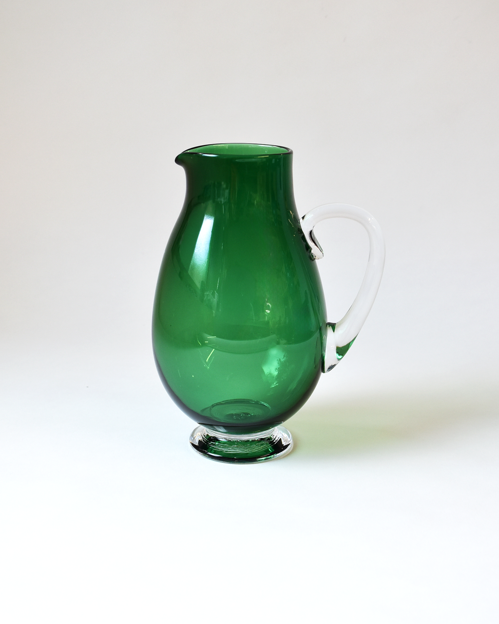 Rich Green Blown Glass Jug