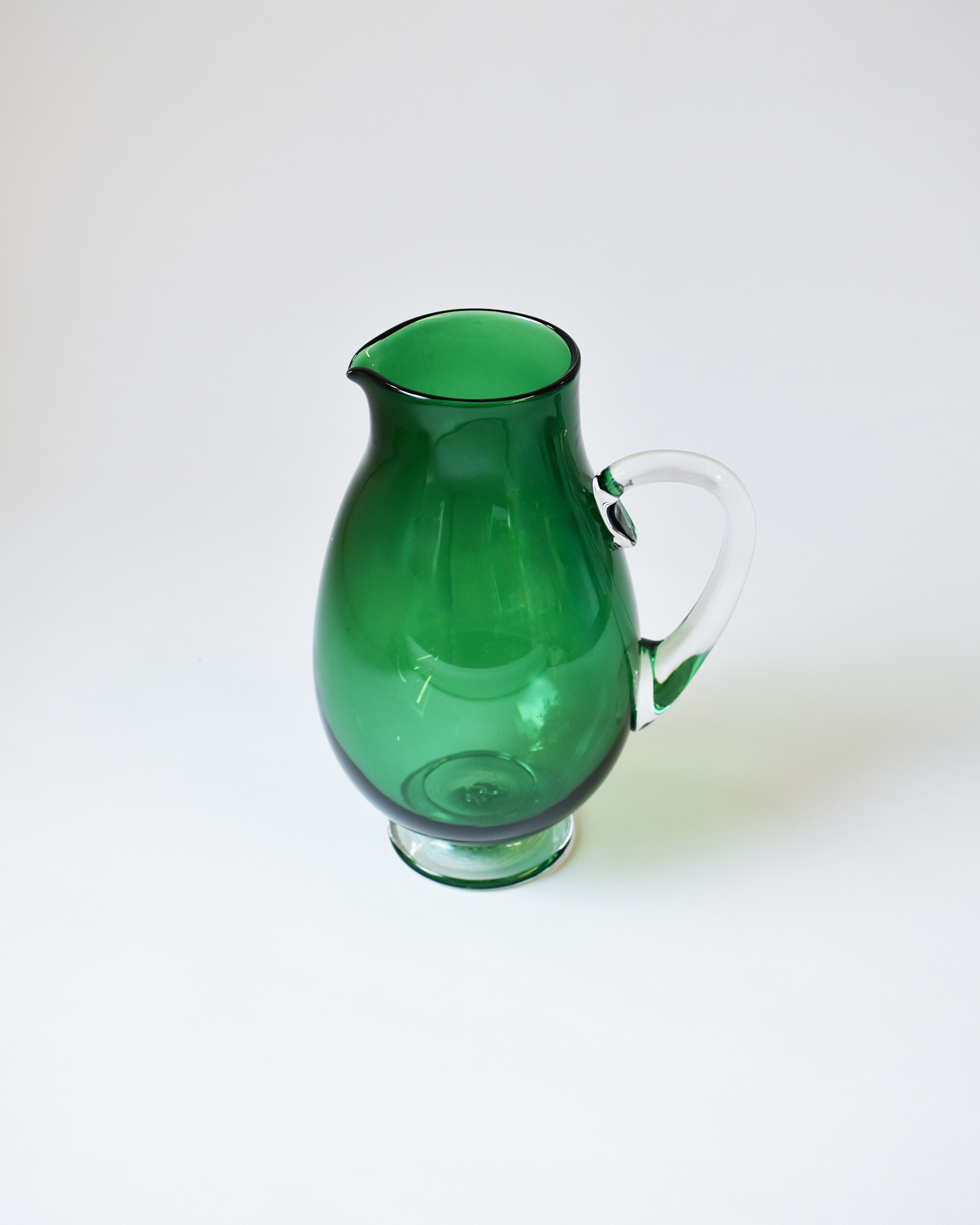 Rich Green Blown Glass Jug