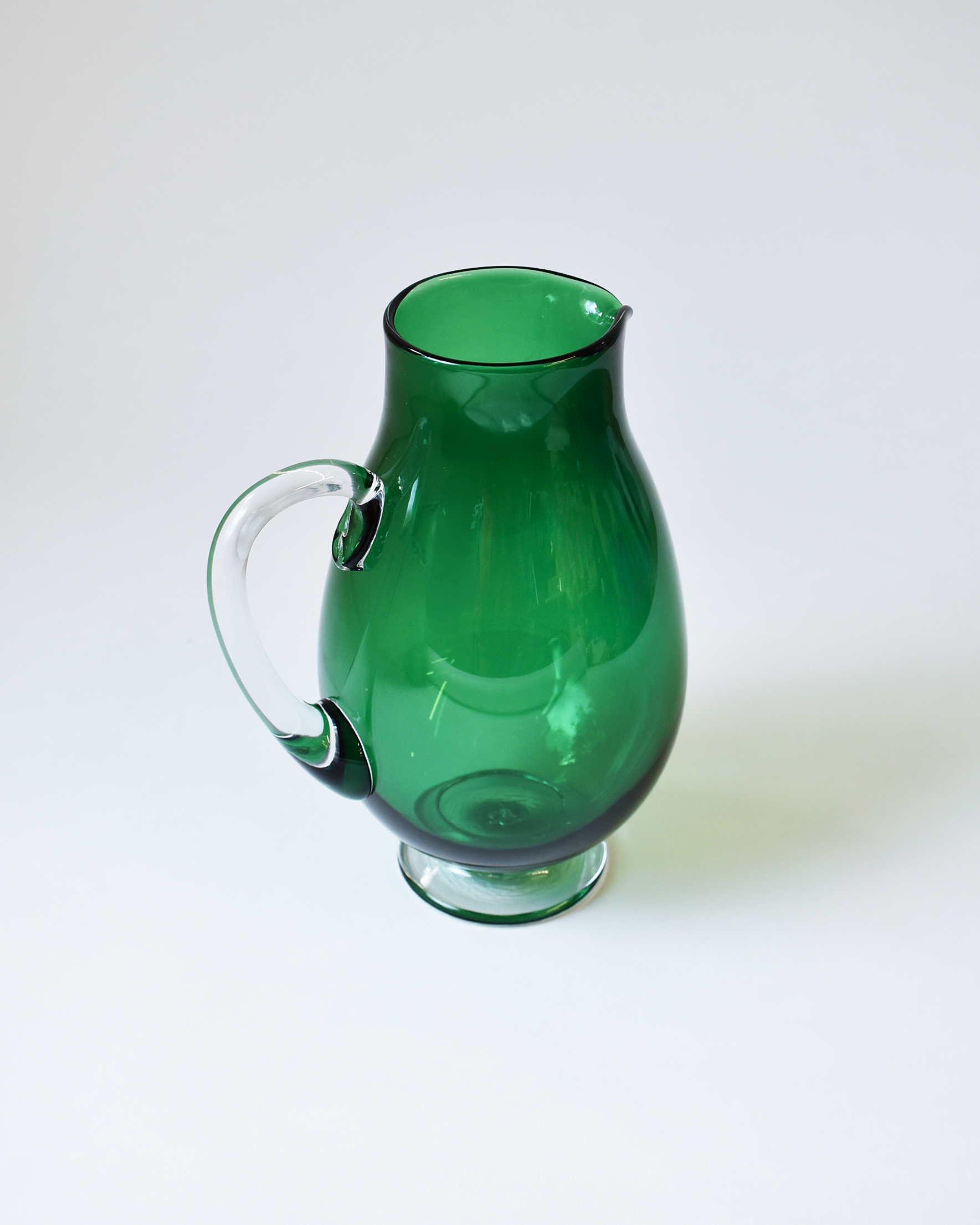 Rich Green Blown Glass Jug